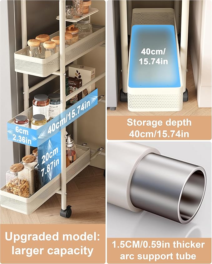 UMDONX 4-Tier Narrow Mobile Storage Cart - Image 3