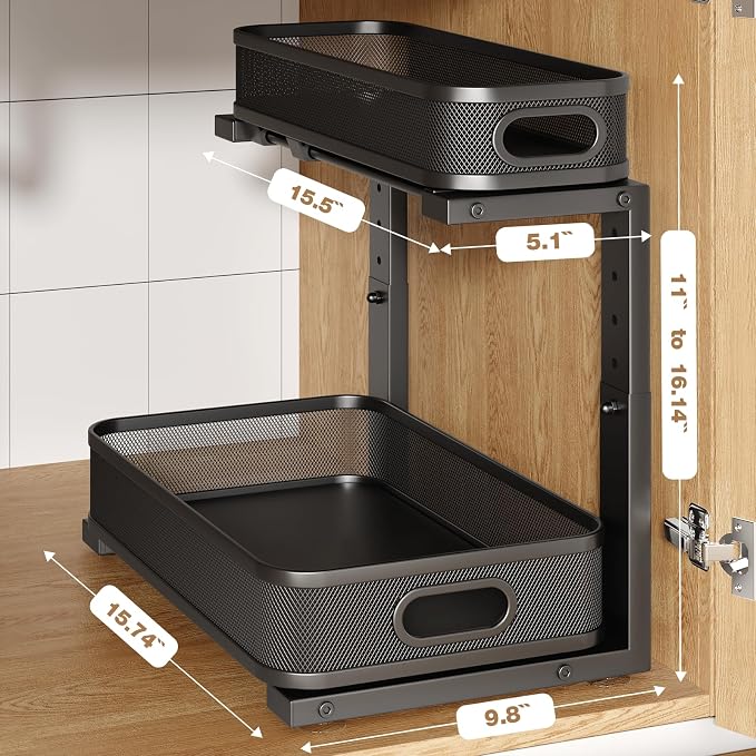 2 Pack 15.7IN-Depth Under Sink Organizer - Image 2