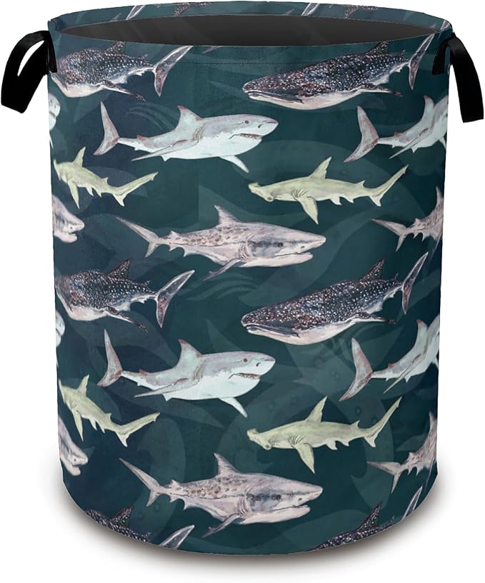 Cute Shark Collapsible Laundry Baskets, Laundry Hamper, Storage Basket by Unknown