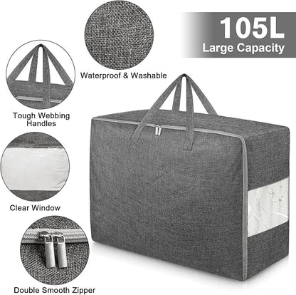 3Pack 105L Extra Large Storage Bags, Folding Comforter Blanket Storage Bags - Image 3