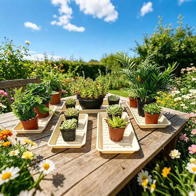4 Pack Plastic Plant Tray Saucer Rectangular 17 18 Inch, Planter Trays Saucers - Image 3