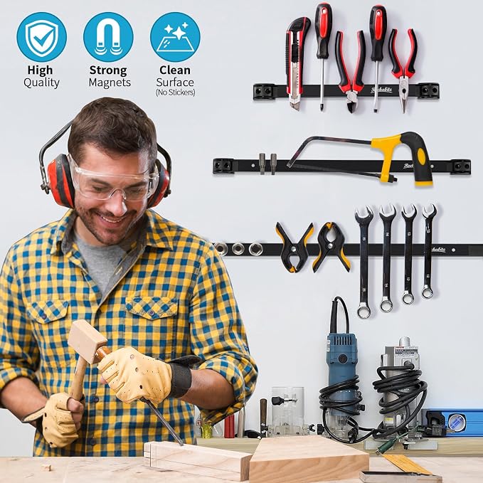 12" 18" 24" Magnetic Tool Holder Strip, Metal Tool Organizer Rack - Image 2