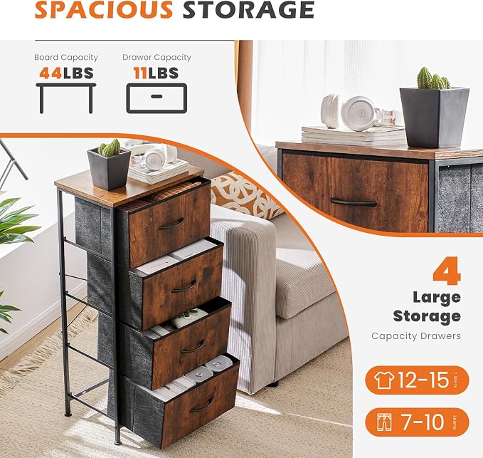 Sweetcrispy 4 Drawer Dresser, Fabric Storage Tower Organizer - Image 4