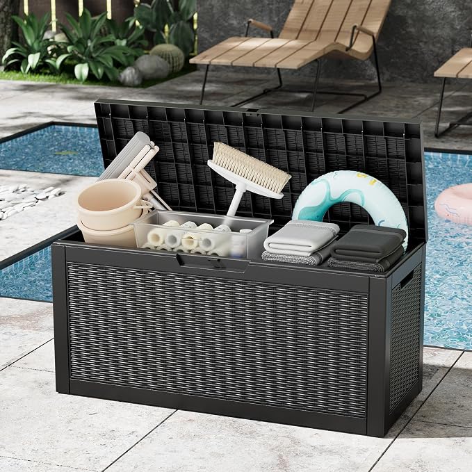 Outdoor Storage Box, 60 Gallon Outside Deck Box Waterproof, Resin Outdoor - Image 4