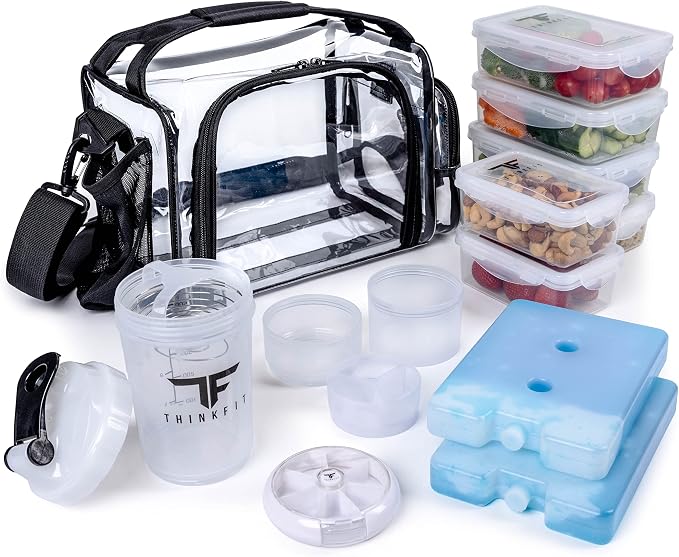 ThinkFit Clear Lunch Bag with 6 Meal Prep Containers by ThinkFit