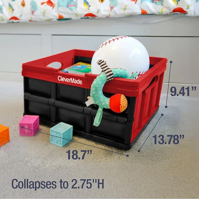 CleverMade Collapsible Shopping Basket, Recycled Plastic, while top and side - Image 4