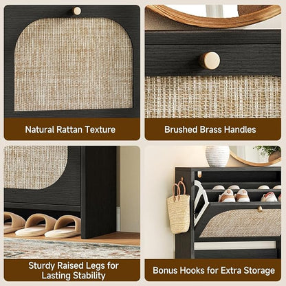 Nicetree Rattan Shoe Cabinet for Entryway, 9.5" Ultra-Thin Narrow Shoe Rack - Image 8
