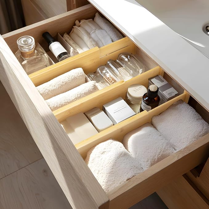 VaeFae 3 Pack Bamboo Drawer Dividers, Expandable Separators - Image 8