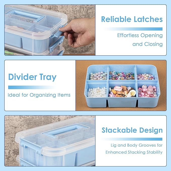 CraftGenes Art Supply Storage Organizer, 4-Tier 10 Qt Box, 2 Trays, Drawing - Image 4
