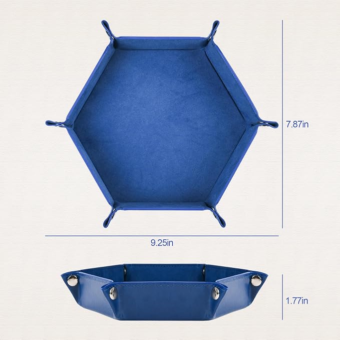 Foldable Hexagonal Dice Tray Desktop Storage Organizer PU Leather & Velvet - Image 7