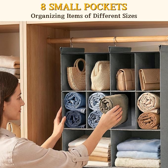 Ofiray-home 3 Tier Hanging Closet Organizer, 10 Compartments Sweater Organizer - Image 7
