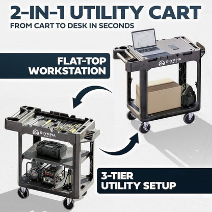 Olympia Tools 2-in-1 Heavy Duty Utility Work Cart, Rolling Tool Cart - Image 3