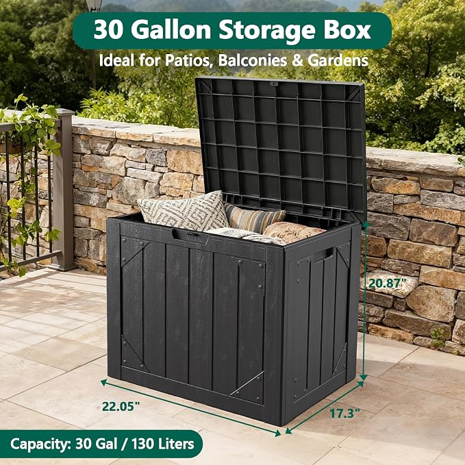Outdoor Storage Box, 30 Gallon Deck Box Outdoor Storage Bench Outside - Image 6