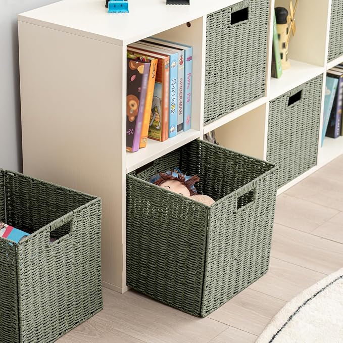 Handwoven Paper Woven Cube Basket Organizer - Image 3