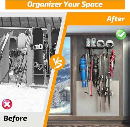 PLKOW Wall-Mounted Ski Rack, Skis Storage Rack - Image 9