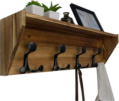 WEBI Wall Shelf with Hooks Underneath, 24” Long Wall Mounted Coat Rack with by WEBI