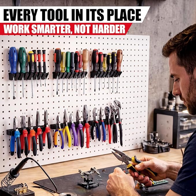 Junkin 6 Pcs Pegboard Screwdriver Holder and Pliers Organizer Set, Pegboard - Image 6