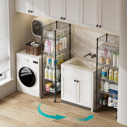 SINGAYE 6 Shelves Storage Shelf Wire Shelving Unit Metal Adjustable Wheels | - Image 4