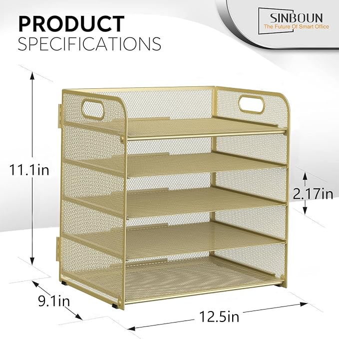 Sinboun Letter Tray Paper Organizer 5-Tier Desk Organizer File Organizer Paper - Image 2