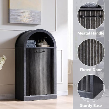 Arched Tilt-Out Trash Can Cabinet, Fluted 10 Gallon Trash Can - Image 3