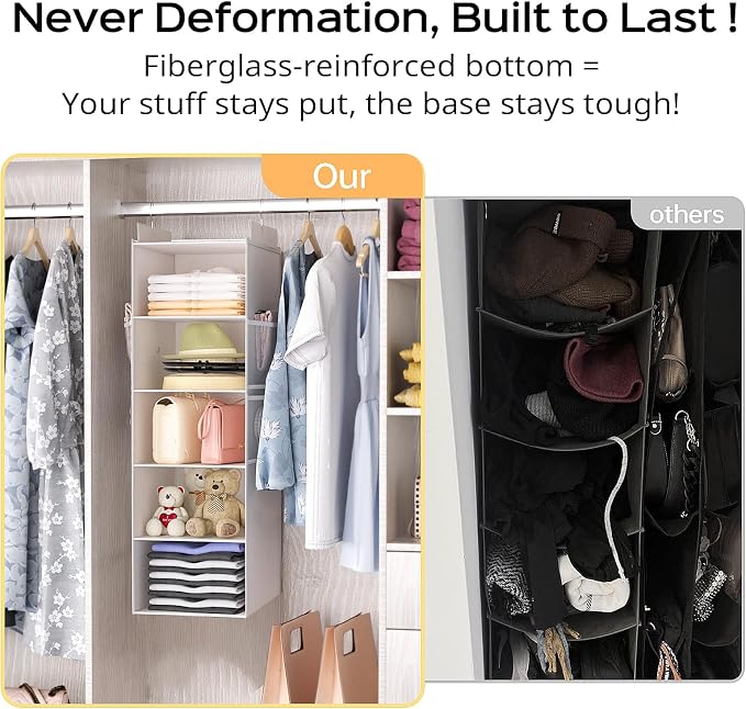 Extra Deep Hanging Closet Organizers and Storage, 5-Tier Closet Hanging - Image 4