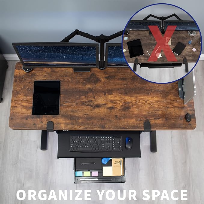 VIVO Large Clamp-on Height Adjustable Keyboard Tray, Pull Out Platform - Image 2