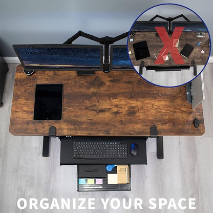 VIVO Large Clamp-on Height Adjustable Keyboard Tray, Pull Out Platform - Image 2