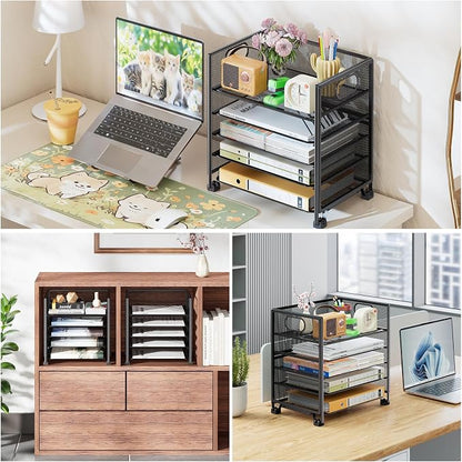 Simple Trending 5-Tier Letter Tray Organizer, Metal Mesh File Holder - Image 7