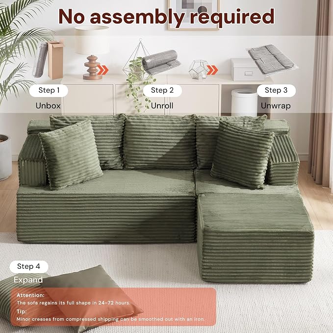 Korser Boneless Couches for Living Room, Cloud Couch Sectional - Image 6