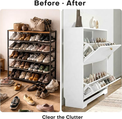 Nicetree Shoe Cabinet with 2 Flip Drawers, Modern Entryway Organizer, - Image 5