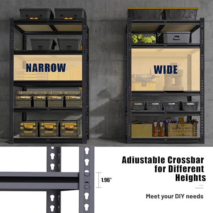 Garage Shelving, 2400 LBS Metal Storage Shelves, Adjustable Shelving Rack - Image 6