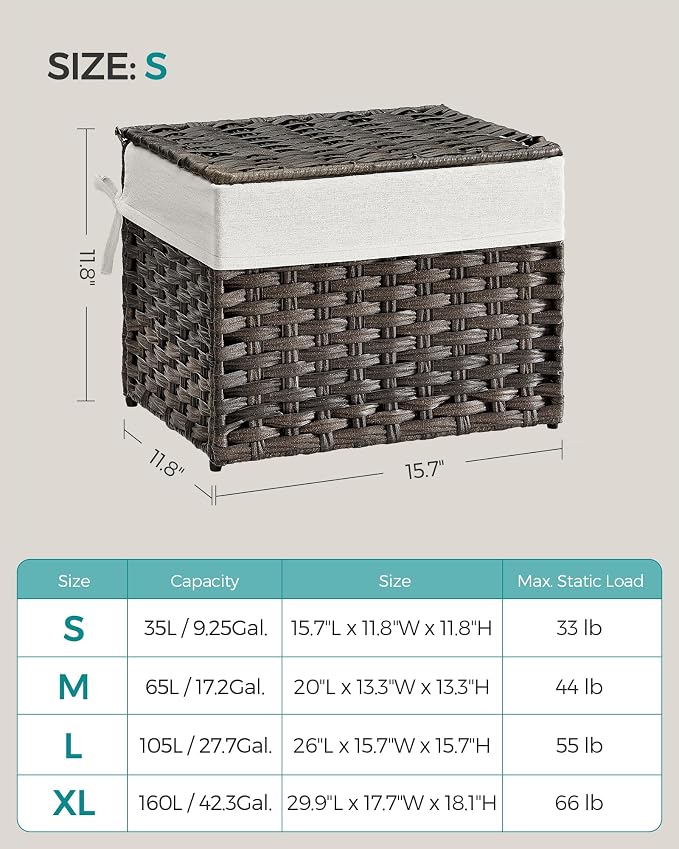SONGMICS Storage Basket with Lid, 9.2 Gallon Storage Bin, Woven Blanket Storage - Image 6