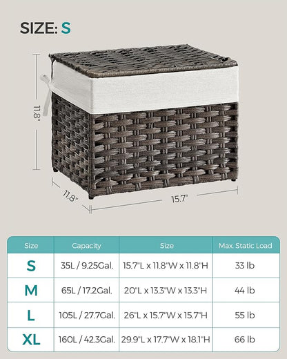 SONGMICS Storage Basket with Lid, 9.2 Gallon Storage Bin, Woven Blanket Storage - Image 6