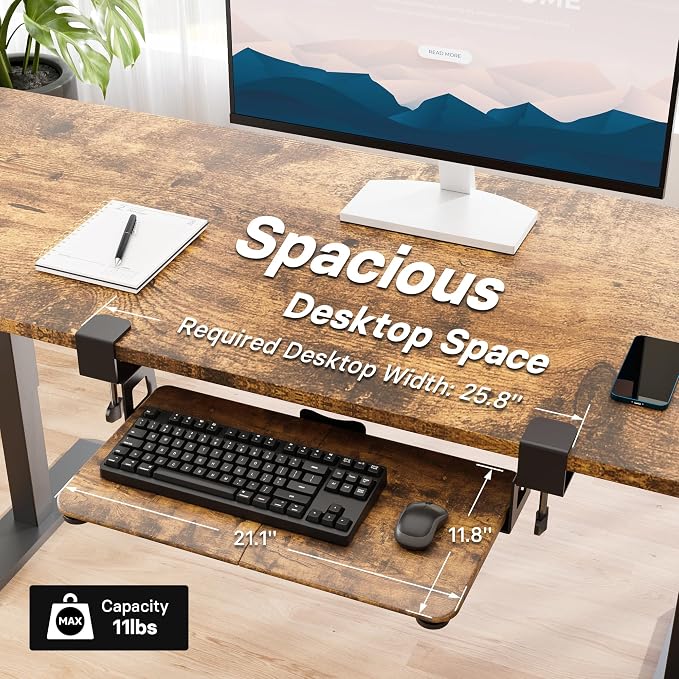 BONTEC KMT01 Under Desk Keyboard Tray, Pull-Out Keyboard & Mouse Platform - Image 5