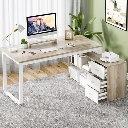 55 Inch Reversible L Shaped Computer Desk by MAVERICKFURNI