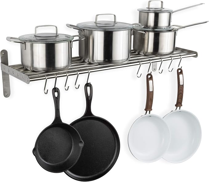 Wallniture Lyon Kitchen Organization and Storage Rack, Stainless Steel Metal by Wallniture