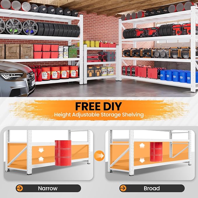 79”W Garage Shelving Heavy Duty, 24” Deep Metal Storage Shelves, 6000LBS - Image 4