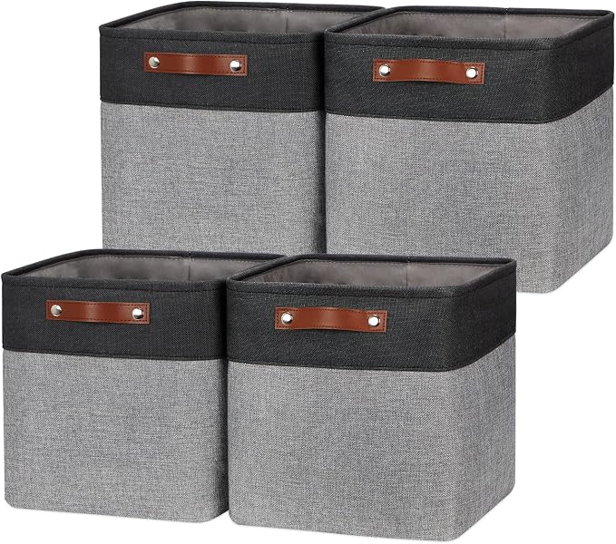 HNZIGE Fabric Cube Storage Baskets Bins Cube Baskets 11x11, Foldable Storage by HNZIGE