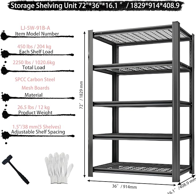 Standing Shelf Units Heavy Duty Storage Rack Industrial Wire Mesh Shelving - Image 2