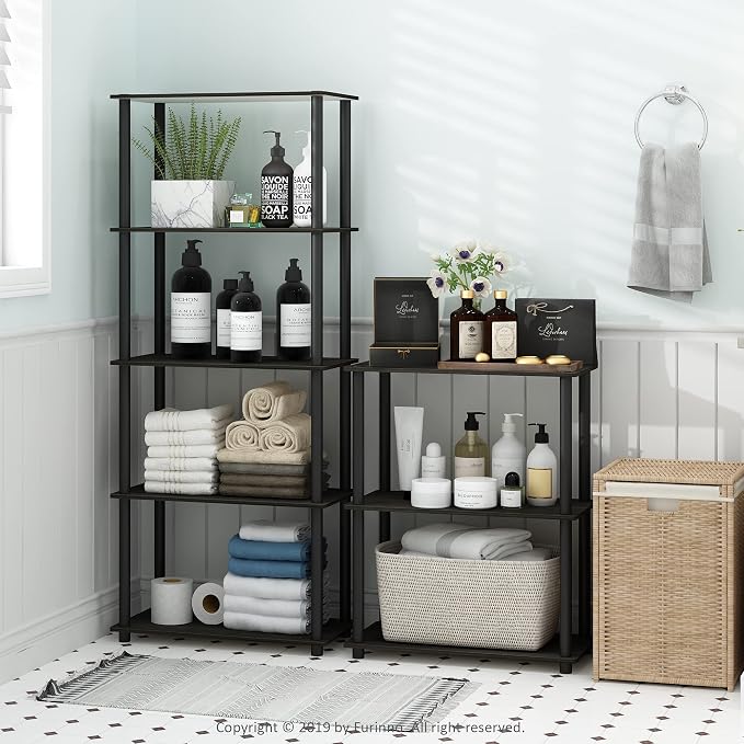 Furinno TURN-N-TUBE Storage Shelves, 3-Tier Book Shelf, Corner Shelf, Toolless - Image 2