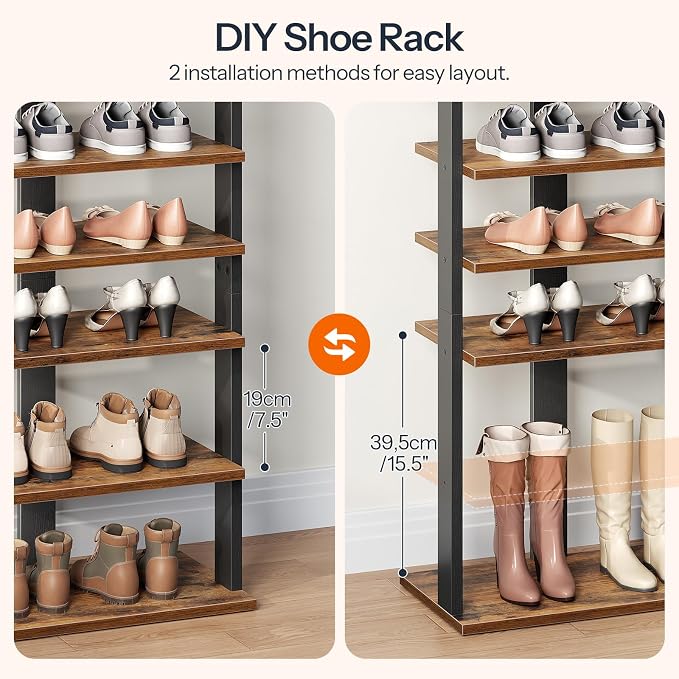 HOOBRO 10 Tiers Vertical Shoe Rack, Wooden Shoe Storage Organizer - Image 2
