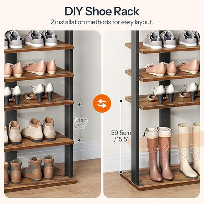 HOOBRO 10 Tiers Vertical Shoe Rack, Wooden Shoe Storage Organizer - Image 2