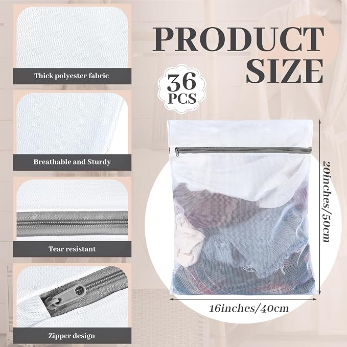36 Pieces Mesh Laundry Bags Fine Mesh Wash Bags - Image 2