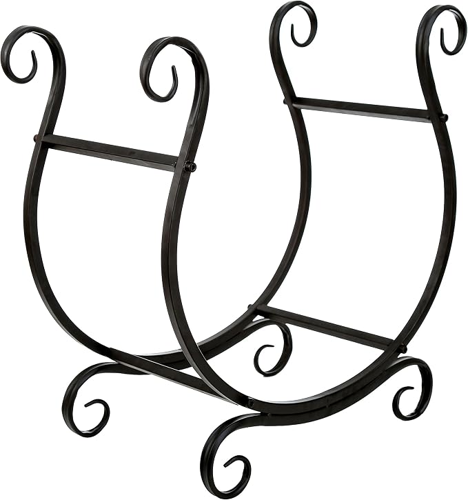 MyGift Black Metal Firewood Rack - Image 5