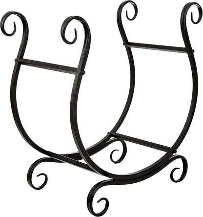 MyGift Black Metal Firewood Rack - Image 5