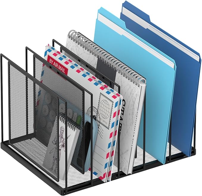 File Organizer for Desk, 5-Section Vertical File Sorter, Paper Holder Organizer by JMHUD