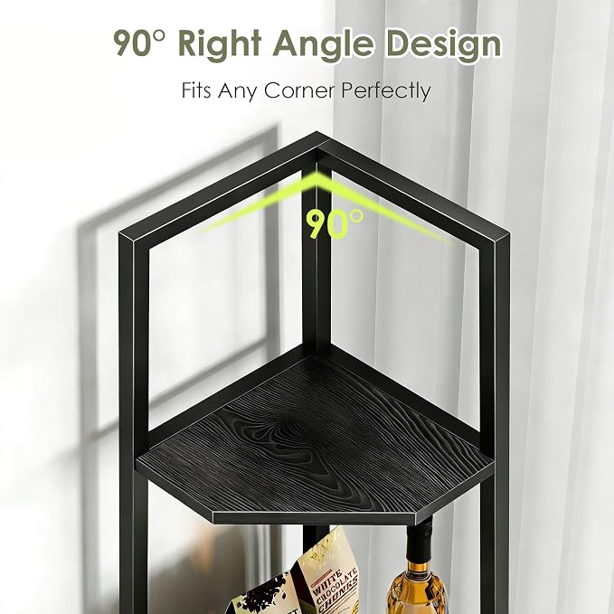 VECELO 6 Tier Corner Shelf 69 Inch Industrial Bookshelf - Image 3