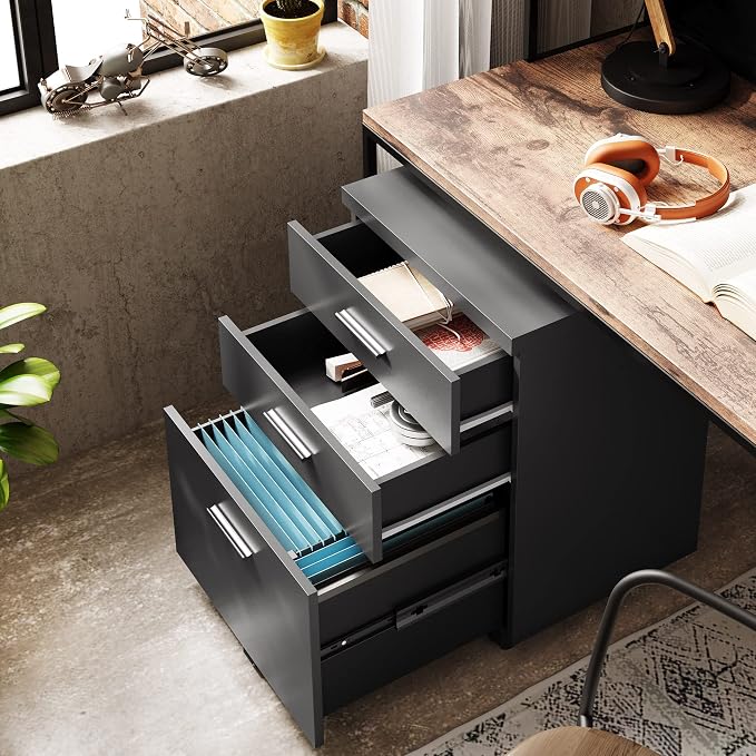 DEVAISE 3 Drawer File Cabinet for Home Office, Wood Under Desk Filing Cabinet - Image 7
