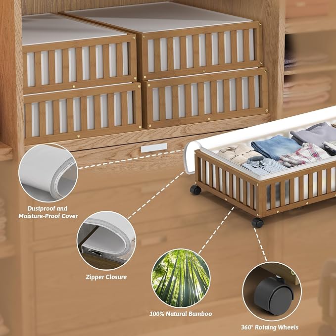 Bamboo Under Bed Storage Containers - Image 3
