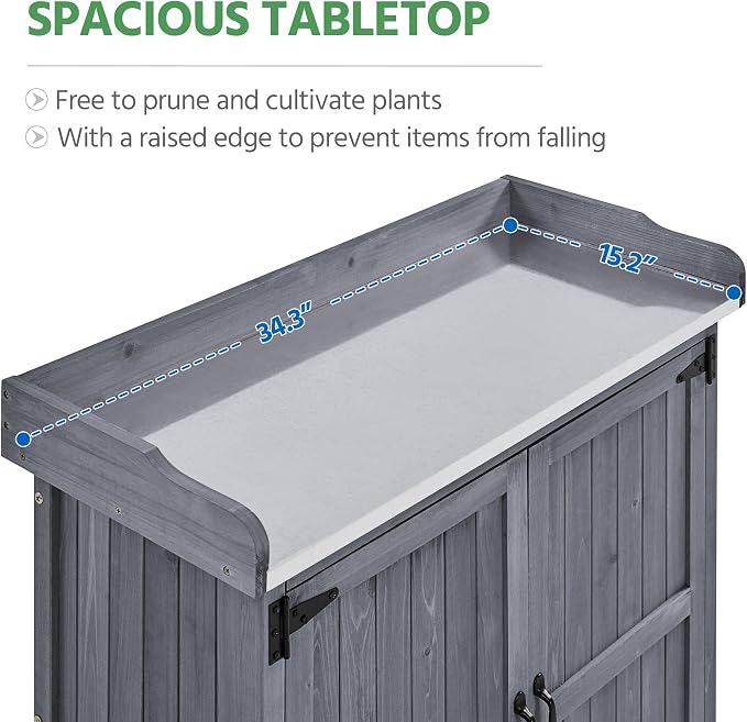 Yaheetech Outdoor Storage Cabinet Potting Bench Table Garden Storage - Image 9